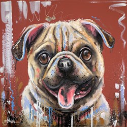 Pug Life by Samantha Ellis - Original Painting on Box Canvas sized 30x30 inches. Available from Whitewall Galleries